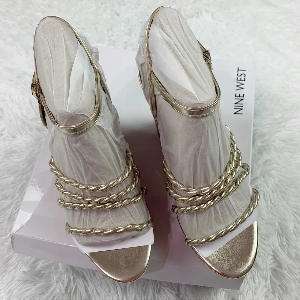 Nine West Women's Renest Ankle Strap‎ Platform Wedge Sandals in gold